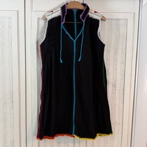 Carolina K Oaxacan Black Embroidered Cotton Dress small